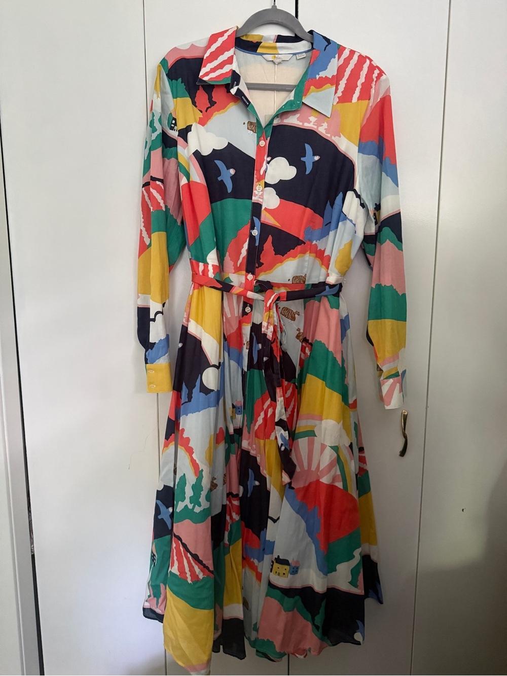 Biden Colorful Abstract Print Cotton Shirt Dress
